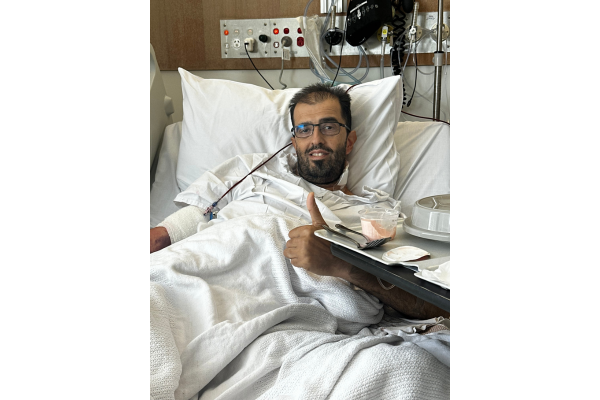 Frank recovering in hospital after double perfusion transplant
